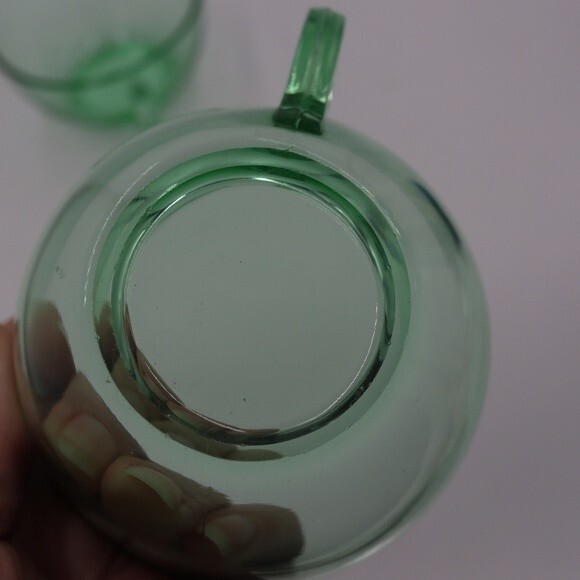 Vintage Depression Glass Uranium Glass Cups Mugs Florescent Green Glowing Glass - Picture 4 of 6